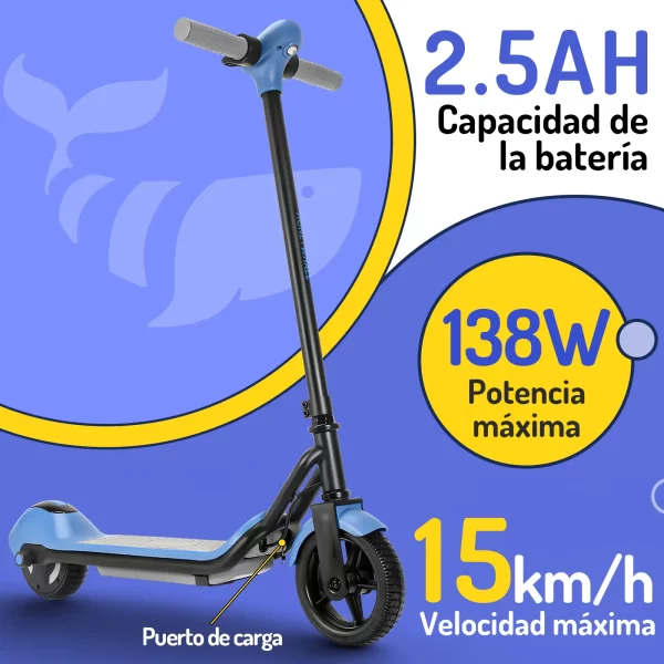 Scooter Electrico Infantil Honey Whale E2 Azul - Imagen 2